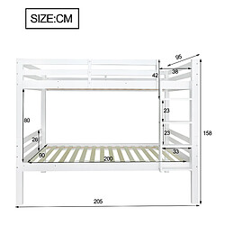Avis KOMHTOM Lit superposé Enfants - Blanc 90x200 cm Pin