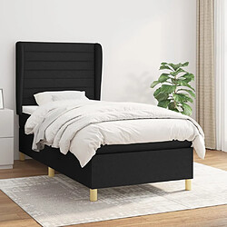 VIDAXL Lit sommier et matelas 90x190 cm Noir Lit à sommier - Tissu durable - Matelas à ressorts ensachés - Surmatelas inclus