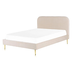 Beliani Lit avec sommier FLAYAT 140 x 200 cm Velours Beige clair