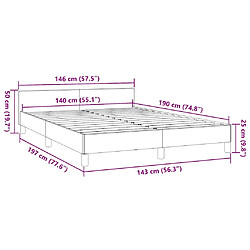 vidaXL Cadre de lit sans matelas taupe 140x190 cm tissu pas cher