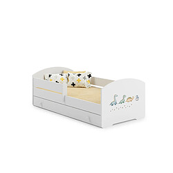 HT MEUBLES Lit enfant LOU avec matelas et tiroir 140x70 cm