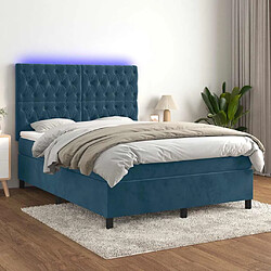 vidaXL Sommier à lattes avec matelas et LED - Bleu foncé 140x200 cm
