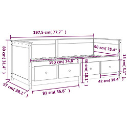 vidaXL Lit de jour 90x190 cm - Bois de pin pas cher