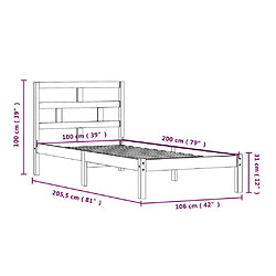 VIDAXL Cadre de lit Marron miel 100x200 cm pas cher