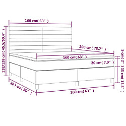 VidaXL Sommier à lattes avec matelas 160x200 - Velours Gris foncé pas cher