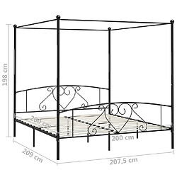vidaXL Cadre de lit Baldaquin Noir 200x200 cm Métal pas cher