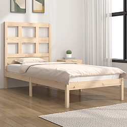 VidaXL Cadre de lit 90x200 cm Bois de pin Cadre de lit en bois massif - Tête de lit décorative - Convient pour matelas 90x200 cm - Sommier non inclus