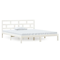 vidaXL Cadre de lit Blanc 135x190 cm Bois massif