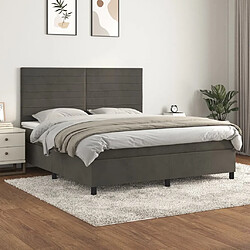 VidaXL Sommier à lattes avec matelas 160x200 - Velours Gris foncé Lit sommier tapissier - Tête de lit réglable en hauteur - Matelas à ressorts ensachés - Gris foncé