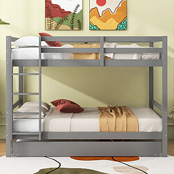 KOMHTOM Lit superposé avec lit gigogne Gris 140x200 cm pas cher