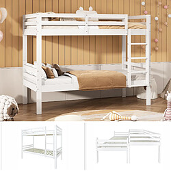 KOMHTOM Lit superposé Enfants - Blanc 90x200 cm Pin pas cher