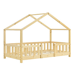 En.Casa en_casa Lit d'enfant forme maison - Bois naturel 160x80 cm