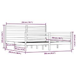 vidaXL Cadre de lit bois pin 200x200 cm - Marron miel pas cher