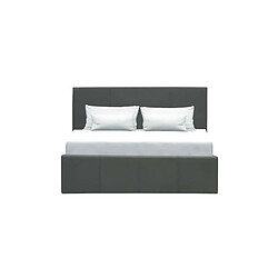 MARTIN Lit adulte 140 x 190 cm + coffre de rangement - Simili gris - Sommier inclus