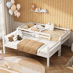 Acheter KOMHTOM Lit superposé Enfants - Blanc 90x200 cm Pin