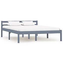 vidaXL Cadre de lit gris bois de pin 120x200 cm bois massif Cadre de lit bois - Gris - Pin massif - Lattes en contreplaqué - Dimensions 206x126 cm