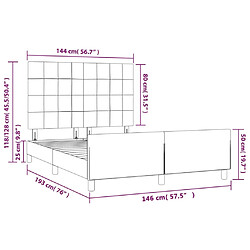 vidaXL Cadre de lit avec tête de lit 140x190 cm - Gris clair pas cher