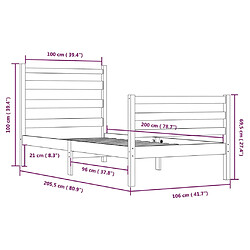 VidaXL Cadre de lit en bois de pin - Blanc - 100x200 cm pas cher