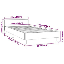 vidaXL Cadre de lit 90x190 cm - Velours gris foncé pas cher