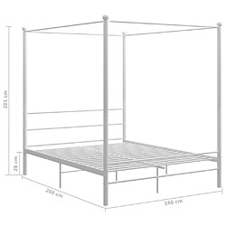 vidaXL Cadre de lit à baldaquin sans matelas blanc 160x200 cm métal pas cher