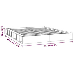 vidaXL Cadre de lit bois massif - Blanc - 135x190 cm pas cher
