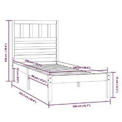 vidaXL Cadre de lit marron miel pin massif 100x200 cm pas cher