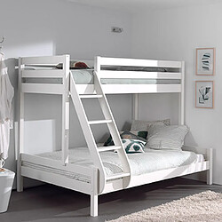 MES Lit superposé - Blanc 90x200 cm et 140x200 cm