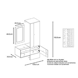 Mpc Vestiaire Blanc Mat Et Panneau Aspect Métal Rêche (lxhxp) : 105 X 193 X 35 pas cher