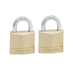 Master Lock 130EURT Lot de 2 Cadenas à Clé en Laiton, Doré, 4,9 x 3 x 1,2 cm