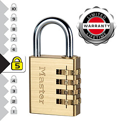 Master Lock 604EURD Cadenas à Combinaison à 4 Chiffres en Aluminium et Finition Laiton, Doré, 8,1 x 4 x 1,8 cm