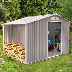 Concept Usine Abri de jardin avec abri bûches 8,72 m² en acier gris VENTOUX