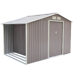 Concept Usine Abri de jardin avec abri bûches 8,72 m² en acier gris VENTOUX