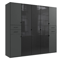 Pegane Armoire penderie avec miroir - Graphite