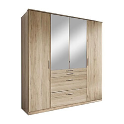 Cstore Armoire 4 portes avec miroir - Chêne