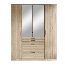 Cstore Armoire 4 portes avec miroir - Chêne