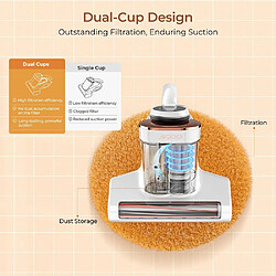 Avis JIGOO J300 Aspirateur intelligent anti-acariens à double tasse pour lit, aspiration 13 kPa
