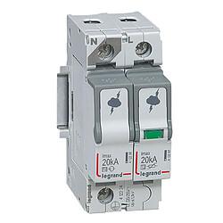 Legrand 412224 Parafoudre modulaire 1P+N T2 - 20 kA - montage rail DIN - bornes à vis - IP20 - N à gauche
