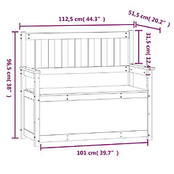 vidaXL Banc avec Rangement en Pin - 112,5 cm pas cher