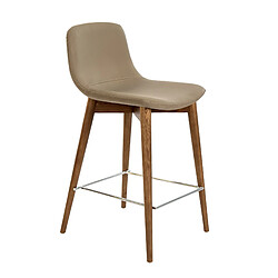 Angel Cerda 4044 Tabouret design moderne - Similicuir rose - Pieds noyer - Acier inoxydable - 52 x 45 x 93 cm