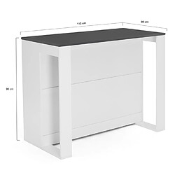 Idmarket Table de Bar ÃŽlot Juno - Blanc et Gris pas cher