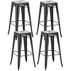 Decoshop26 Lot de tabourets de bar - Argent