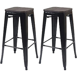 Decoshop26 Lot de 2 tabourets de bar - Noir