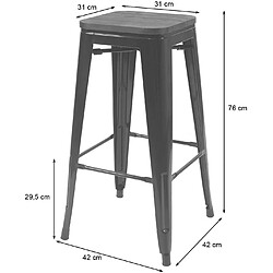 Avis Decoshop26 Lot de 2 tabourets de bar - Noir