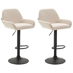 Decoshop26 Lot de 2 tabourets de bar - Crème