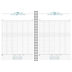 Exacompta Agenda Journalier 2021 Bleu Agenda journalier Time 29W - Spiralé - Couverture toile - 21 x 29,7 cm