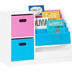 SoBuy KMB76-F Bibliothèque pour Enfants, Organisateur Jouets et Livres, Étagère de Rangement pour Enfants avec 2 Paniers, 5 Étagères et 1 Compartiment, 80 x 30 x 61 cm