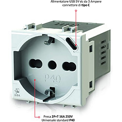 Prise P40 avec chargeur USB 3.0 - Blanc