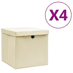 VidaXL Boîtes de rangement avec couvercles - Crème