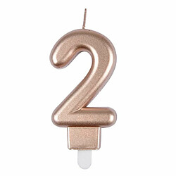 Paris Prix Bougie Anniversaire Chiffre 2 Bougie d'anniversaire - Chiffre 2 - Rose Gold - 7 cm