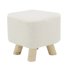 AUBRY GASPARD Tabouret Enfant Tabouret enfant - Coton bouclettes - Assise carrée - Bois naturel